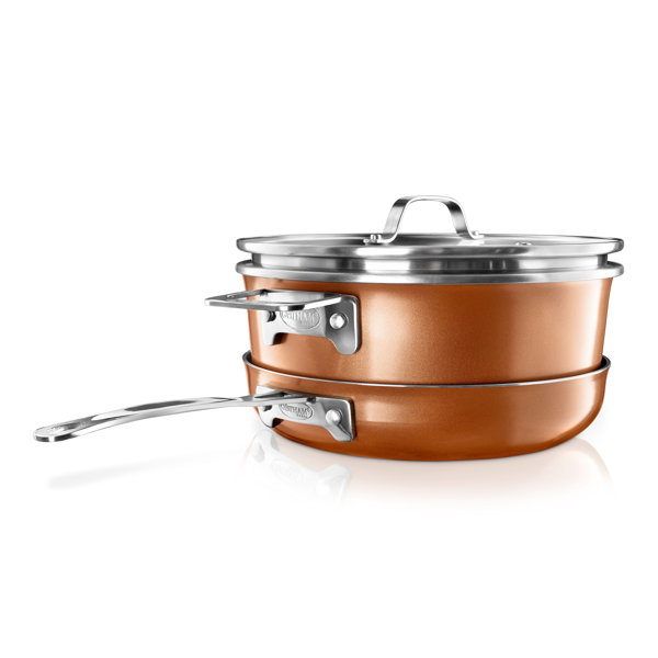 Gotham Steel Stackable Space Saving 3 Piece 10'' Copper Nonstick